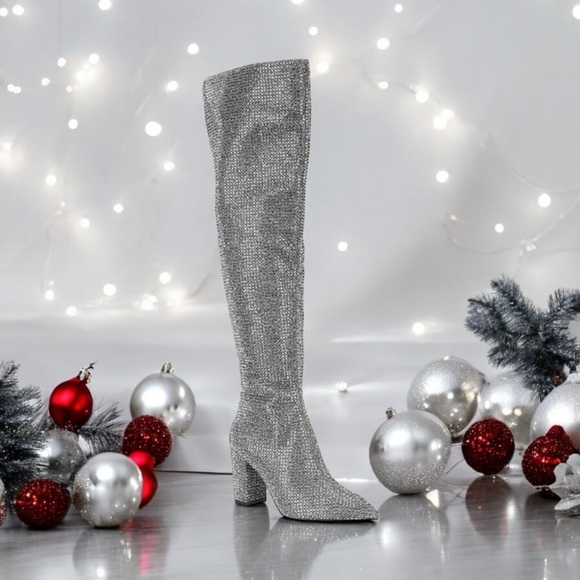 GB Queen-Bee Rhinestone Over The Knee Boots - See Video!! - Picture 5 of 15